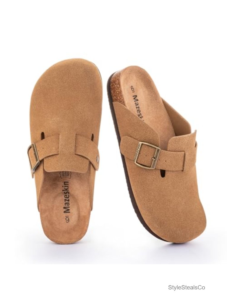 Genuine Leather Orthopedic Clogs Slippers With Arch Support Vegan Suede